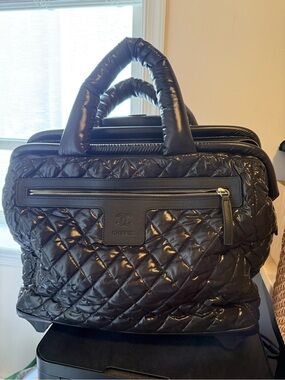 CHANEL Nylon Quilted Coco Cocoon Trolley in black
